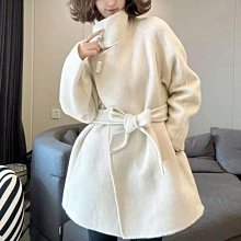 牛角扣雙面羊絨大衣女中長款韓版寬松設計感兩穿高級感毛呢外套手 歷史價格詳細信息