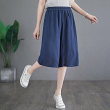 媽媽闊腿褲夏季薄款高腰中老年裙褲寬腿褲中年女褲夏裝八分大腳褲 歷史價格詳細信息