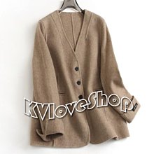 KVLOVE SHOP〥外貿單 時尚三色雙面羊毛V領小寬鬆長袖毛呢外套 3色〥 價格比較,價格查詢,歷史價格詳細信息