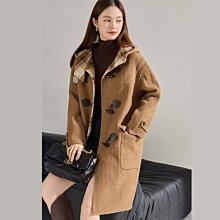 日系牛角扣呢子大衣女2023新款秋冬加厚高級感小個子駝色毛呢外套_佳美優品 歷史價格詳細信息