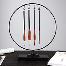 【毛筆架】圓形鐵藝筆架實木書法工具學生創意簡約現代筆掛毛筆架子文房四寶 歷史價格詳細信息