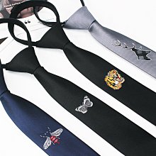 5cm個性刺繡懶人拉鏈小領帶ins韓版窄細老虎頭日系jk男女學【超齡男裝】 歷史價格詳細信息