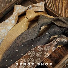 領帶領帶新品男復古咖色棕紅英倫8CM正裝職業商務手打藍條紋暗金花紋 歷史價格詳細信息