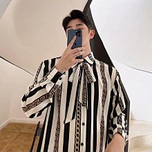 領帶襯衫男長袖素色襯衫韓版潮七分袖學生上衣三種顏色满599免運 歷史價格詳細信息