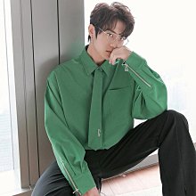 領帶襯衫男長袖素色襯衫韓版潮七分袖學生上衣三種顏色满599免運 歷史價格詳細信息