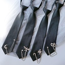 黑色百搭拉鏈領帶男靚條紋6cm韓版窄一拉得易拉懶人簡便免打結潮【大洋】 歷史價格詳細信息