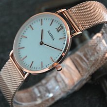 西班牙品牌nafisa百搭韓風時尚都會風格,優雅玫瑰金色錶殼石英錶～鑽石切割錶鏡 歷史價格詳細信息