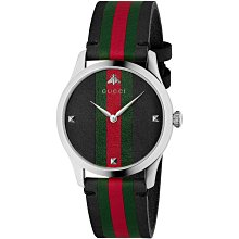 GUCCI YA1264045 古馳 手錶 36mm 黑色面盤 黑色皮錶帶 男錶 女錶 歷史價格詳細信息