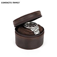 錶盒 展示盒 CONTACTS FAMILY頭層牛皮防摔手錶盒三位裝高端機械腕錶收納盒 歷史價格詳細信息