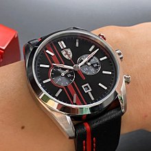 FERRARI法拉利男錶,編號FE00020,46mm黑圓形精鋼錶殼,黑色運動錶面,深黑色矽膠錶帶款,別樹一格! 歷史價格詳細信息