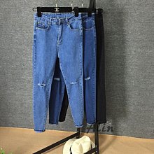 秋季破洞牛仔褲 九分褲女韓版高腰彈力修身小腳褲 顯瘦鉛筆長褲窄管褲刷破褲子~CoCo服飾 歷史價格詳細信息