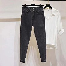 高品質黑色顯瘦牛仔褲女2024韓系簡約彈力高腰九分小個子微喇叭褲 歷史價格詳細信息