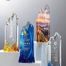 一個起訂創意水晶獎杯獎牌定制定做透明水晶四方獎牌藍色水晶刻字授權牌~台北悠閣 歷史價格詳細信息