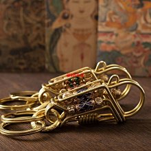 鑰匙扣好運手工純銅黃銅醒獅鈴鐺鑰匙扣萌虎國潮掛件轉運祈福保平安網紅 歷史價格詳細信息