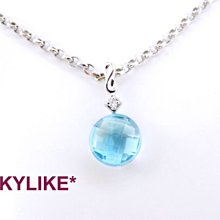 *SKYLIKE* 網販獨賣-香港進口墜750/18K白K金亮面~方形藍色拓帕石~名牌國際風墬子，不含鍊y~ 歷史價格詳細信息