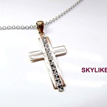 *SKYLIKE* 進口585/14K白K金墜鑲雙排小晶鑽十字架墬子，奉獻系列閃亮新貨到y~ 歷史價格詳細信息