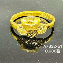 #純黃金 9999   狐狸金戒 活動戒圍   重1.326錢 商品99新。 未配戴過。A7801-16 歷史價格詳細信息
