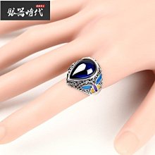 戒指深藍滴油蝴蝶戒指女ins冷淡風時尚小眾設計氣質甜酷可調節個性 歷史價格詳細信息