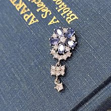 英國帶回英國HARRODS天然坦桑尼亞坦桑石施華洛世奇水晶925純銀優雅山茶花朵戒指 歷史價格詳細信息