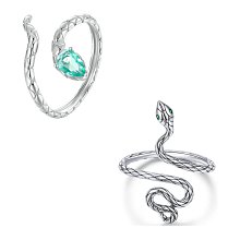 戒指S925純銀靈蛇滿鉆戒指女小眾設計感開口可調節指環簡約百搭食指戒 歷史價格詳細信息