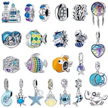 UU代購#Pandora潘朵拉夢幻海洋系列水母魚尾diy飾品配件925銀斗魚手鏈項鏈吊墜心形串珠 歷史價格詳細信息