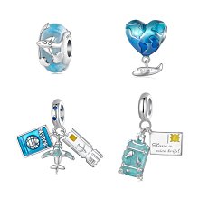 UU代購#Pandora潘多拉旅游系列串珠鍍銀手鏈小串飾珠子DIY手串鋯石吊飾beads 歷史價格詳細信息