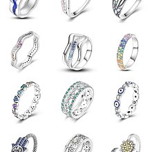 UU代購#Pandora潘多拉四葉草寬面戒指閃亮鋯石鍍銀指環女簡約幸運通勤愛心皇冠戒圈 歷史價格詳細信息