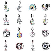 UU代購#Pandora潘多拉新款獨角獸彩虹項鏈簡約氣質鍍銀女生輕奢飾品 歷史價格詳細信息