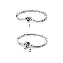 UU代購#Pandora潘多拉鍍銀蛇骨鏈風格手鏈四葉草固定夾式安全鏈DIY串珠吊飾 歷史價格詳細信息