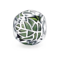 DIY配件 國風綠荷葉蓮花胸針女琺瑯彩銅鍍金鋯石別針珍珠胸花空託 歷史價格詳細信息