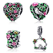 明星同款 Pandora潘朵拉手鏈春季花鳥系列漸變滴油蝴蝶花串珠DIY飾品配件925銀 歷史價格詳細信息