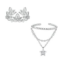 星星鏤空雙層紗簾 寬200x高165cm 藍色 歷史價格詳細信息