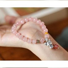 原創天然粉水晶招桃花手錬女新款輕奢小眾旺粉色桃花運精緻手串 歷史價格詳細信息