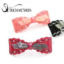 Navy 布藝手作 ☆ 韓國 品牌  Rena chris 秀氣甜美蝴蝶結球球彈簧夾 歷史價格詳細信息