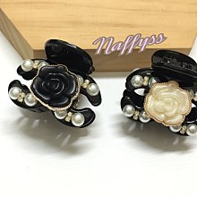 抓夾優雅珍珠山茶花發夾后腦勺高級感抓夾鴨嘴夾網紅氣質鯊魚夾子頭飾 歷史價格詳細信息