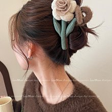 新款毛絨花朵抓夾女秋冬大號鯊魚夾子頭飾毛毛發夾網紅丸子頭發飾~特價 歷史價格詳細信息