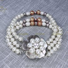 天然淡水珍珠搭配銀鍍金鑲嵌碧璽心形配飾diy 手工穿搭編織手鍊女 歷史價格詳細信息