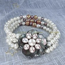 天然淡水珍珠搭配銀鍍金鑲嵌碧璽心形配飾diy 手工穿搭編織手鍊女 歷史價格詳細信息