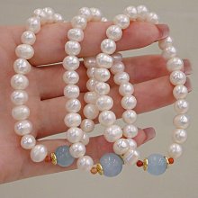 天然淡水珍珠搭配銀鍍金鑲嵌碧璽心形配飾diy 手工穿搭編織手鍊女 歷史價格詳細信息