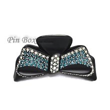 Pin Box 黑色霧面璀璨蝴蝶結 亮晶晶水鑽晶鑽 造型抓夾 髮飾 髮夾C747 法國製進口 ※現貨※ 歷史價格詳細信息