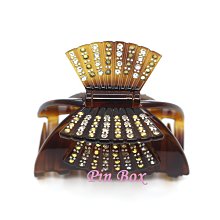 Pin Box 法式扇型抓夾髮飾 扇子放射造型/公主半髮很雅致 HF82824法國設計*霧底黑 ※現貨※ 歷史價格詳細信息