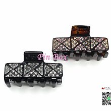 Pin Box 黑色亮面炫麗三角圓弧造型亮晶晶水鑽晶鑽 抓夾髮飾髮夾 MP2747 *法國製 ※現貨※ 歷史價格詳細信息