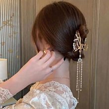 大號珍珠盤發抓夾醋酸髮飾發抓法式高級感鯊魚夾發卡夾子女後腦勺 歷史價格詳細信息