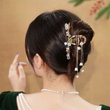 優雅氣質~高級感金屬抓夾女秋冬大號發量多鯊魚夾后腦勺盤發發飾 歷史價格詳細信息