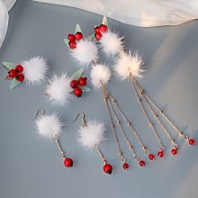 新娘頭飾超仙絨花古典古風盤發流蘇簪子漢菔新中式秀禾菔結婚發飾 歷史價格詳細信息