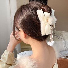 秋冬甜美毛絨抓夾大號后腦勺鯊魚夾子毛毛發卡韓國優雅毛球女頭飾~特價 歷史價格詳細信息
