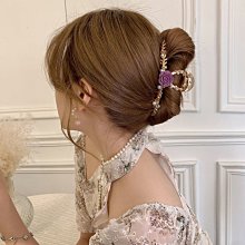 玫瑰抓夾 高級感銀色盤髮器頭飾髮夾後腦勺馬尾高鯊魚夾盤髮抓大嘴巴 歷史價格詳細信息