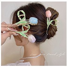 帶花的抓夾盤頭髮用的髮夾高級感發抓特大號發量多豎式發卡鯊魚夾 歷史價格詳細信息