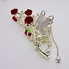 法式玫瑰花蝴蝶蘭朵抓夾女高級感后腦勺盤發鯊魚夾發卡頭飾夏季女 歷史價格詳細信息