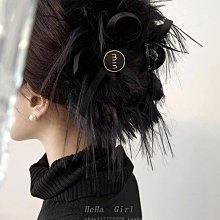黑色羽毛抓夾高級感大號星球髮夾女2023新款後腦勺盤髮鯊魚夾頭飾 歷史價格詳細信息